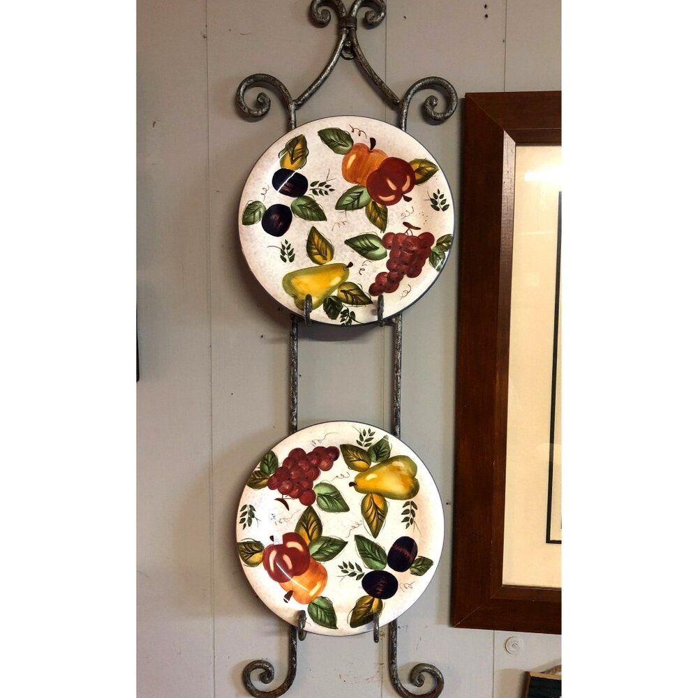 Hand-Painted Fruit-Themed Decorative Plates With Wall Hanger